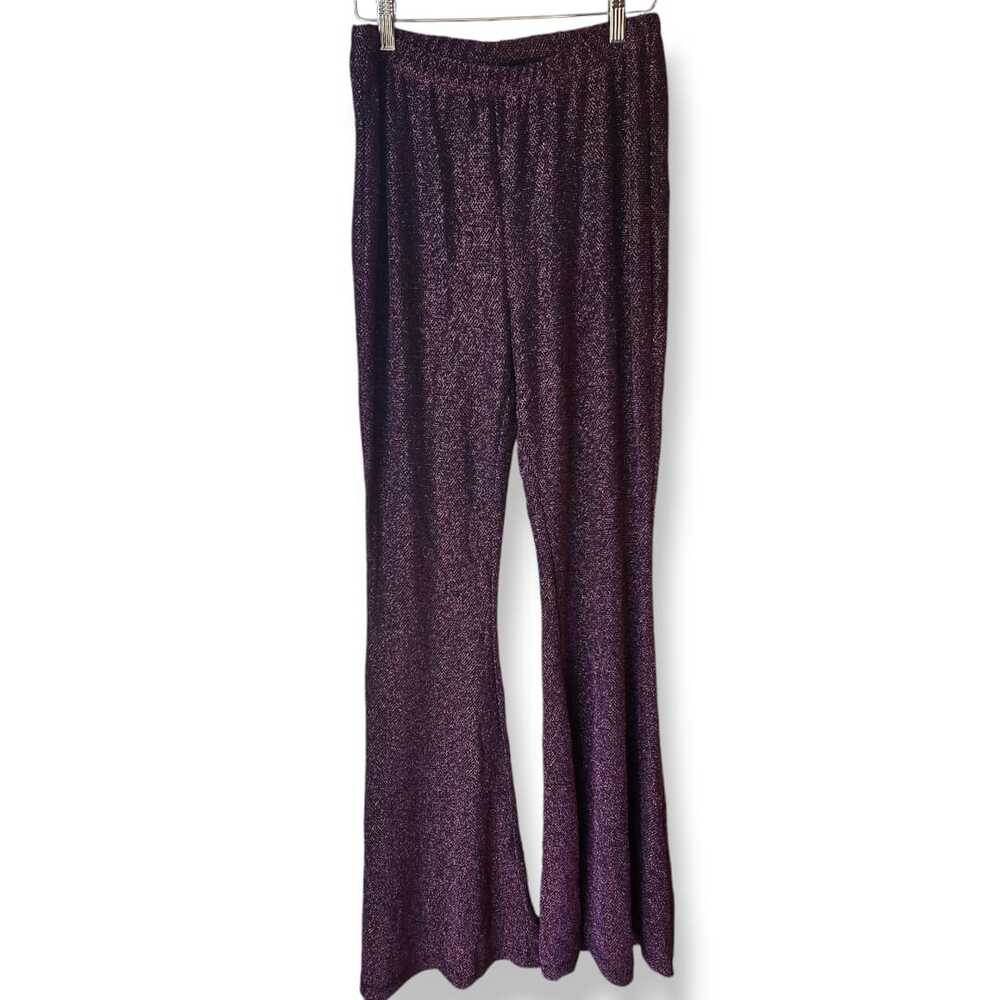 Rue 21 Lurex Shiny Flare Pants Size XL Sparkly 70's Disco Holyday Rave NWT